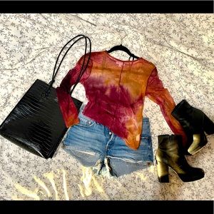 Long sleeve mesh top